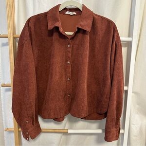 Sz M Madewell Hartfield Corduroy Crop Button-Up Shirt